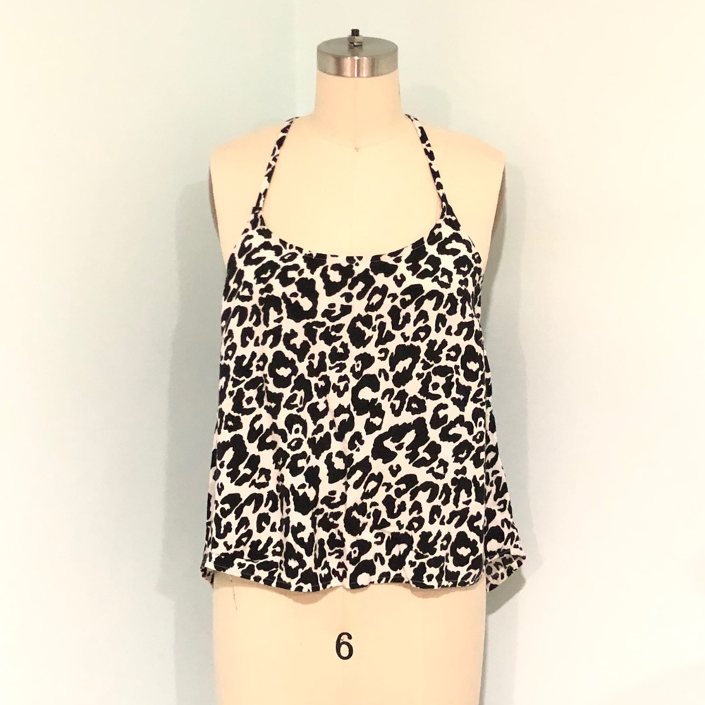 Racer back snow leopard print tank